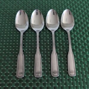 Salem 1776 Teaspoons Set Lot of 4 Stainless Beaded Satin Handle Vintage VTG